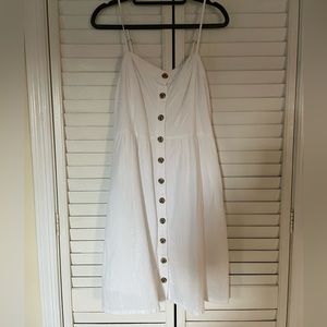 Universal Thread White Mini Dress with Brown Buttons